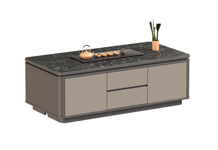 Marble-Top Storage Coffee Table with Drawers and Doors CT-STO-1407
