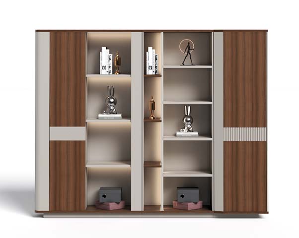 Modern Walnut & Light Gray Office Display Cabinet OC-DC-2400-WG
