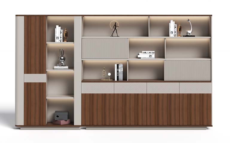Modern Two-Tone Executive Office Display Storage Cabinet with LED Lighting OCB-WD2820