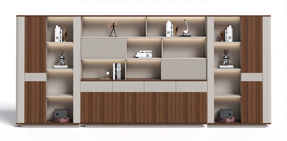 Modern Executive Office Filing Cabinet with Integrated Display Shelves OFC-WD-LR3200