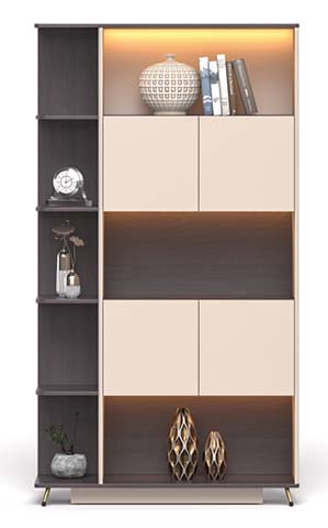 Modern Freestanding Display Cabinet with LED Lighting and Closed Storage DC-LV-2024-001