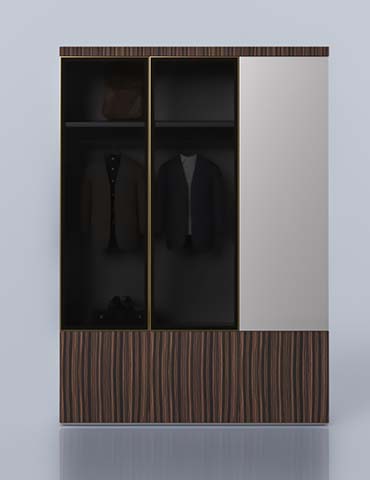 Modern Three-Door Freestanding Wardrobe with Glass and Solid Panels WAR-GD-3D-220