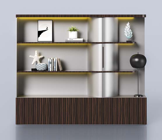 Modern LED-Lit Display Cabinet with Fluted Panel Base DC-WL-2400-LED