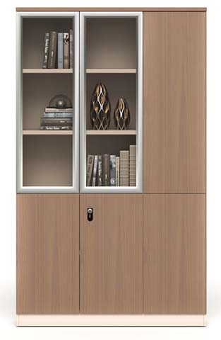 3-Door Combination File Cabinet with Glass Upper Section FC-WG-3D1800