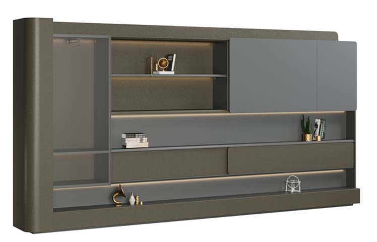 Modern Wall-Mounted TV Media Cabinet with Glass Display and LED Lighting TVC-MOD-2400W