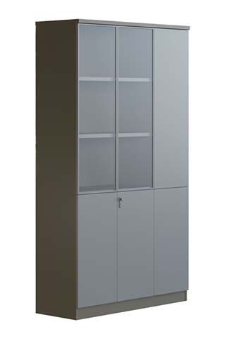 Three-Door Office Storage Cabinet with Upper Glass Doors FC-GD3-2000