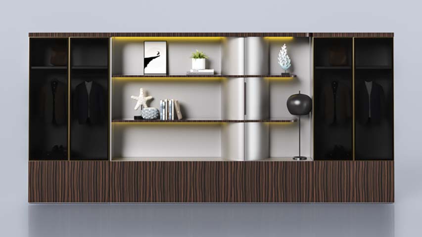 Contemporary Mixed Open and Glass-Door Wardrobe Display Cabinet WDC-4800-MIX-LED
