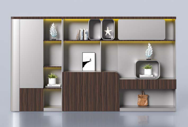 Contemporary Mixed Open and Closed Office Storage Cabinet OFC-CAB-3200-WG-01