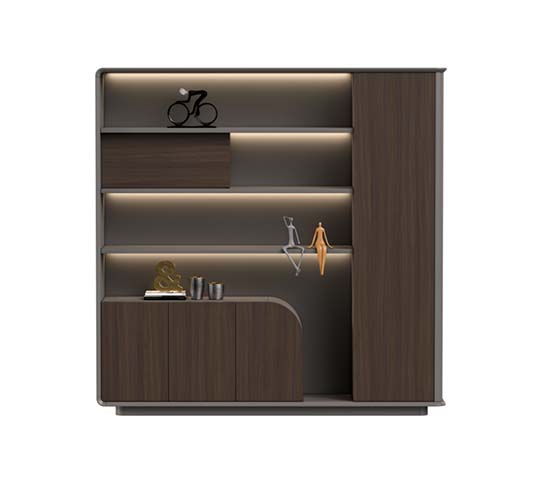 Illuminated Asymmetrical Storage Display Cabinet USC-1600-2200-DW