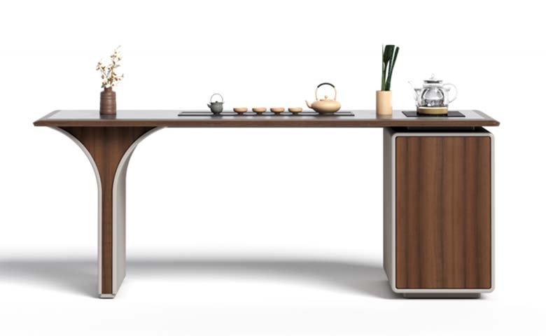 Walnut-Finish Tea Console with Right Storage Cabinet TC-WLT-2200-RCAB