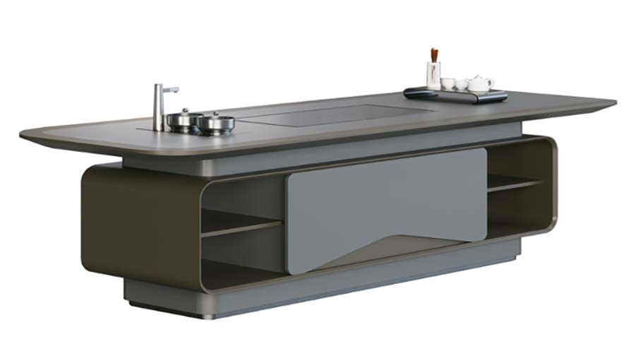 Contemporary Tea Table with Integrated Water Tap and Open Storage TT-STORAGE-TAP-1600