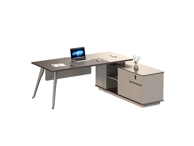 L-Shaped Executive Office Desk with Side Storage Cabinet ED-LS-1800-CAB