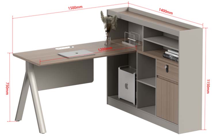 Integrated Workstation Desk with Side Storage Hutch IWS-1500-1400-WH