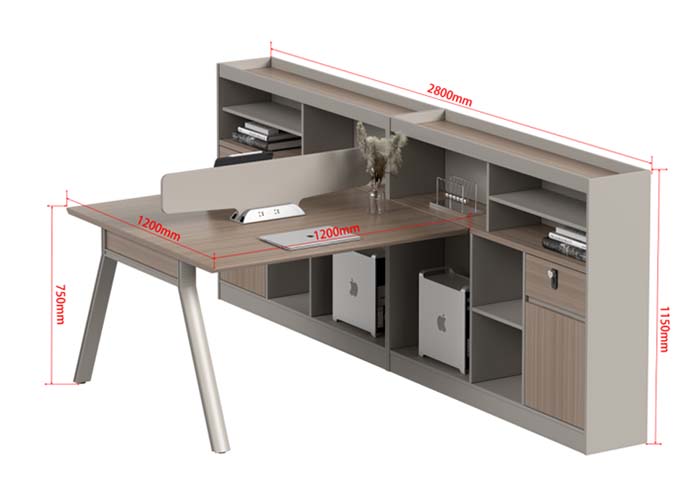 Two-Person Panel Workstation with Integrated Storage Hutch WS-2P-2800-1150