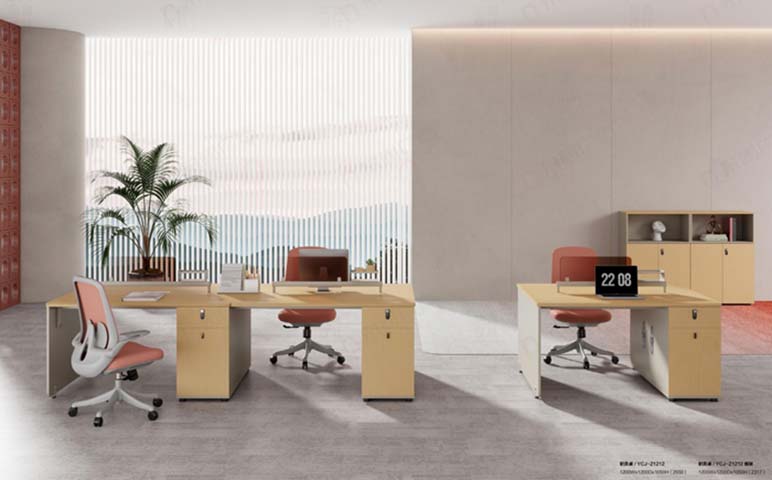 Four-Person Bench Workstation with Integrated Mobile Pedestals and Divider Panels WS-BN4-2800-1200-750