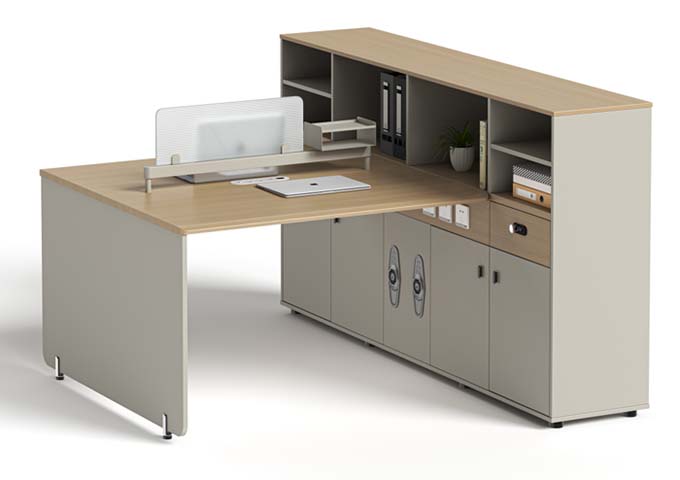 L-Shaped Executive Workstation with Integrated Storage Hutch EWS-L-2400-HUTCH