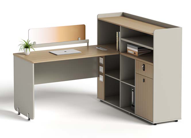 L-Shaped Workstation Desk with Integrated Storage Hutch and Privacy Screen LWS-ISH-1800-1600
