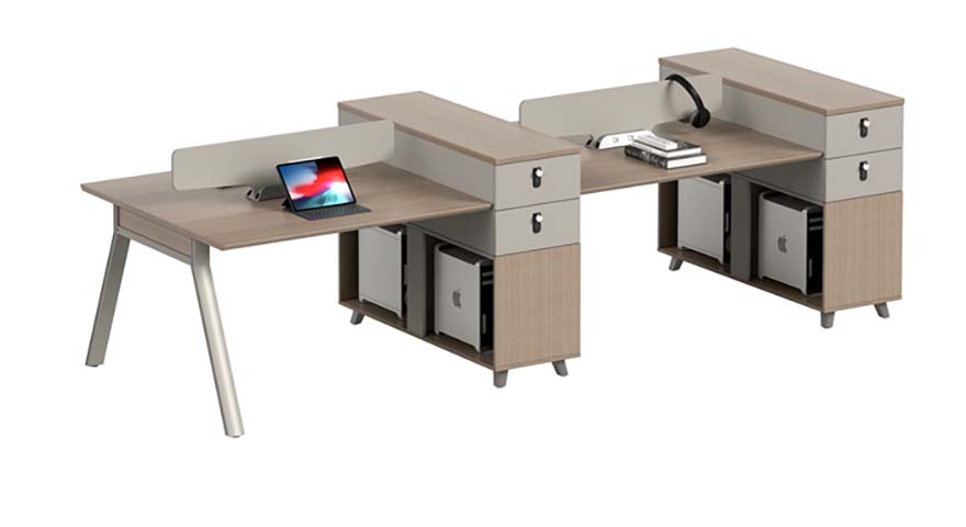 Two-Person Face-to-Face Workstation with Central Pedestals and Divider Screens WS-2P-CP-3200