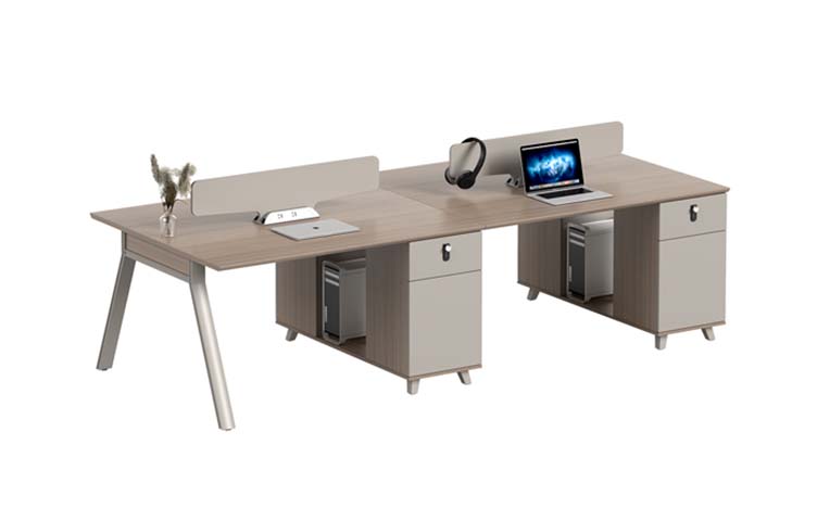 Four-Person Panel-Based Office Workstation with Storage Pedestals and Central Dividers WS4-PANEL-2800-1200