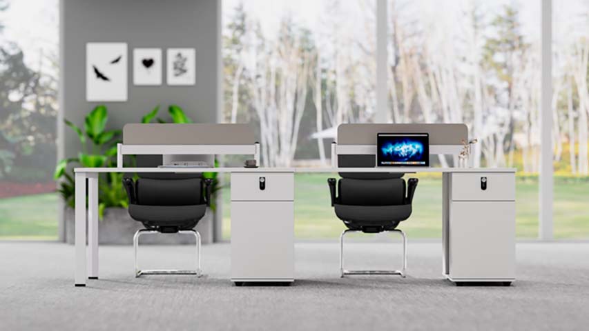 Two-Person Panel-Based Office Workstation with Mobile Pedestals WS2-PED-SCREEN-2800
