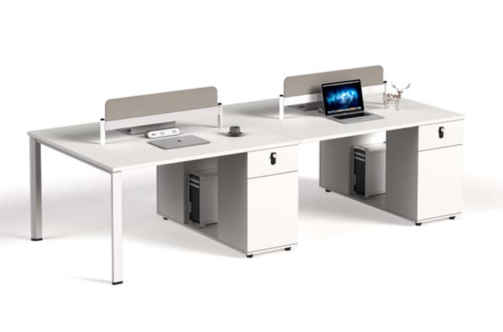 Two-Person Panel-Based Office Workstation with Integrated Pedestals WS2-WHT-PED-2800