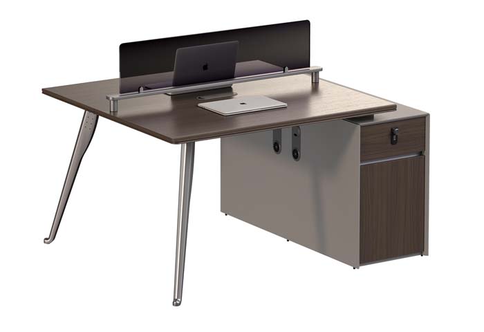 Single Workstation with Privacy Screen and Locking Side Pedestal WS-SGL-SCREEN-PED-1400