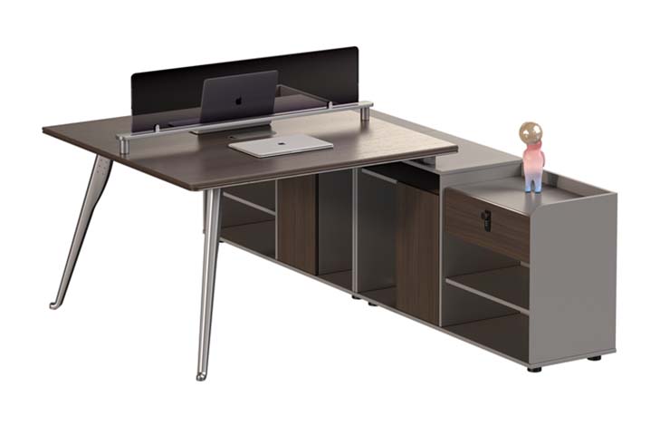 Executive Office Desk with Right Storage Credenza and Desktop Privacy Screen EDK-RC-1800-PS