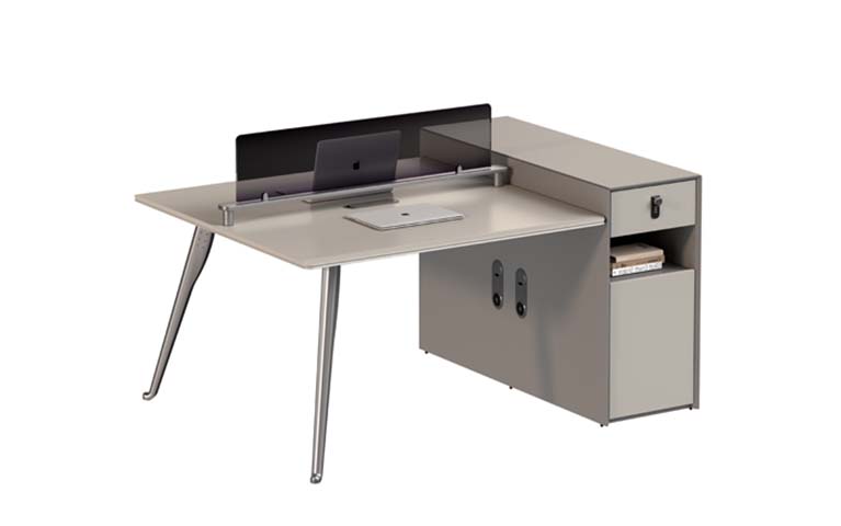 L-Shaped Staff Workstation with Privacy Screen and Lockable Side Pedestal WS-L1400-1200-PED-SCR