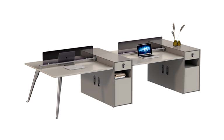 Two-Person Facing Workstation with Central Pedestals and Privacy Screens WS2-CAB-SCR-2800