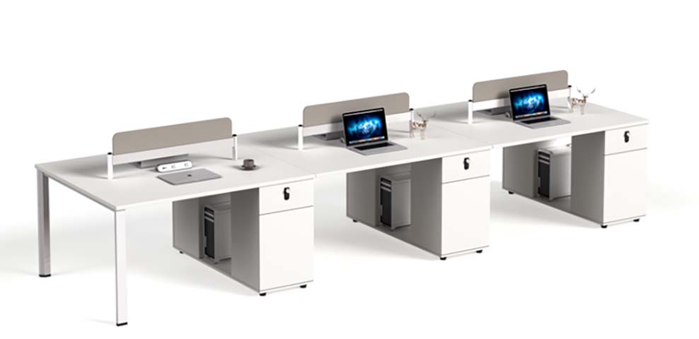 Six-Person Modular Panel Workstation with Under-Desk Storage WS6-PNL-3600-WHT
