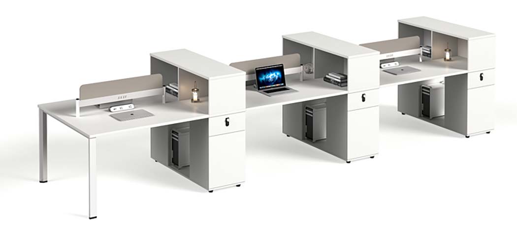 Six-Person Modular Panel Workstation with Integrated Storage and Cable Management WS6-PANEL-STG-4800