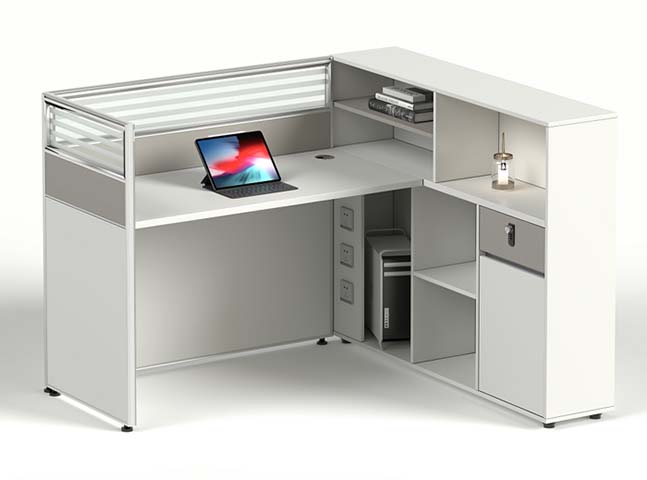 L-Shaped Panel Reception Workstation with Integrated Storage RC-L1800-WG