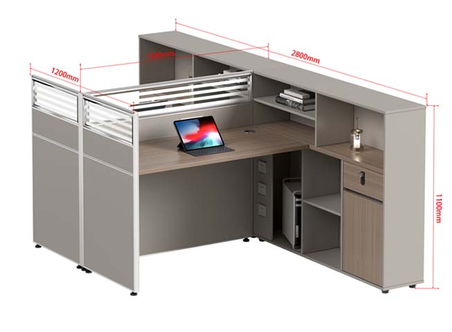 L-Shaped Panel Reception Workstation with Integrated Storage RC-L2800-1200-1100