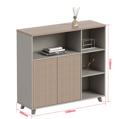 1200 mm Two-Door Open-Shelf Storage Cabinet SCB-1200-400-1100-2D3OS