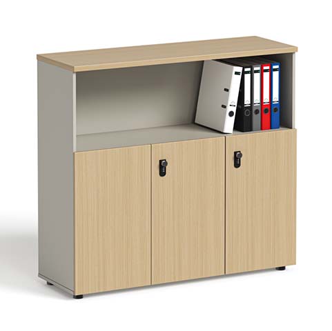 Combination Office Storage Cabinet with Open Shelf and Three Locking Doors OFC-LCK-1204001200