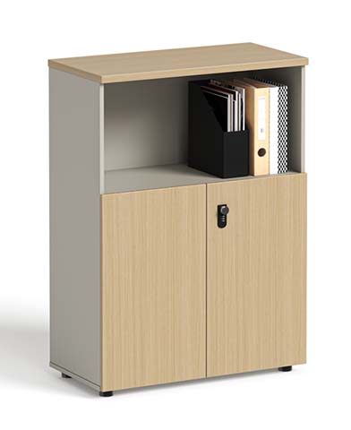 Low Office Storage Cabinet with Open Shelf and Locked Double Doors LSC-800-400-1200-OD2