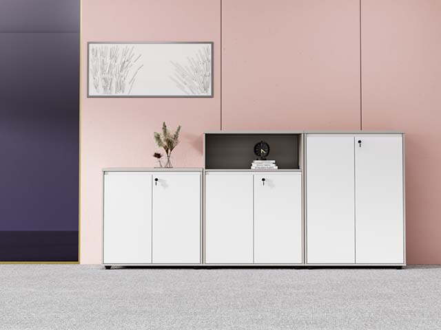 Modular White Office Storage Cabinet System with Open Display Bay MOL-STG-2800-2T1O