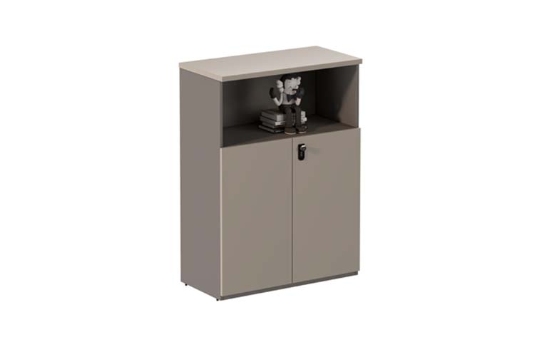 Two-Door Office Storage Cabinet with Open Display Shelf OFC-AB8040120-2D1S