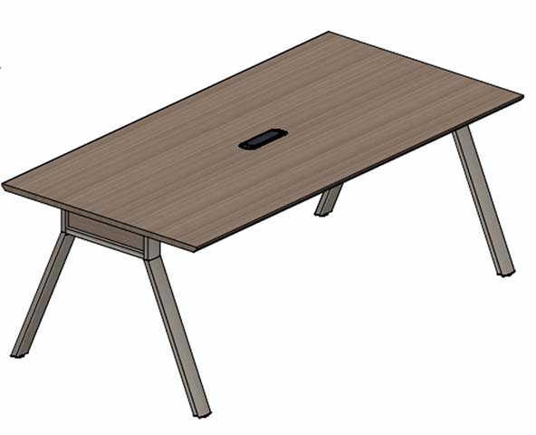 Rectangular Meeting Table with Central Cable Port and Splayed Metal Legs MT-2400-RCT-CP-SL
