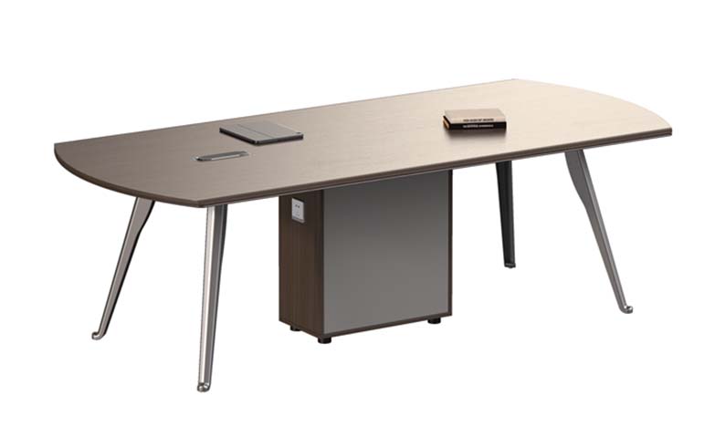 Curved-End Laminate Conference Table with Central Cable Box and Modesty Cabinet CT-CRV2400-CAB-GR