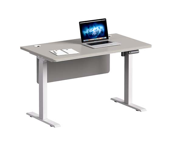 Electric Height-Adjustable Office Desk with Grey Worksurface and Modesty Panel SDE-T2-GRY-14070