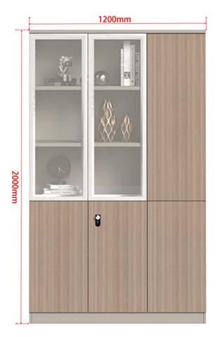 Office Storage Cabinet with Upper Glass Doors and Lower Wood Doors ODF-G2W2-12002000