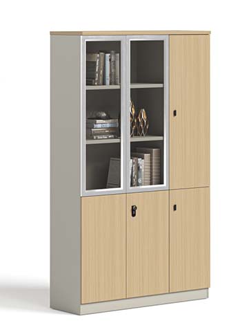 Five-Door Tall Office Storage Cabinet with Glass Display Compartment TC-WG5D-1800