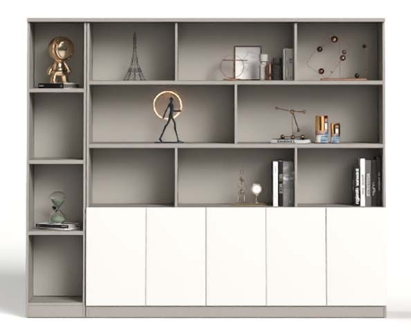 Floor-Standing Open Display Bookcase with Five Lower Doors BK-OFS-2400-400-2000-5D