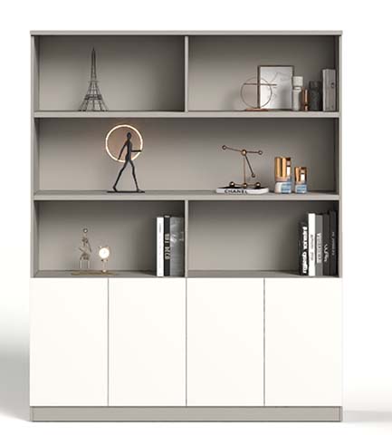 Four-Door Open Shelf Storage Cabinet with Display Compartments OBC-1600-40-2000-WG