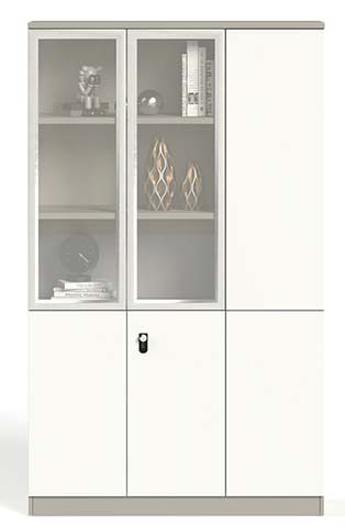 Three-Bay Office Display Cabinet with Glass Doors and Locked Storage ODC-3B-GL-12004002000