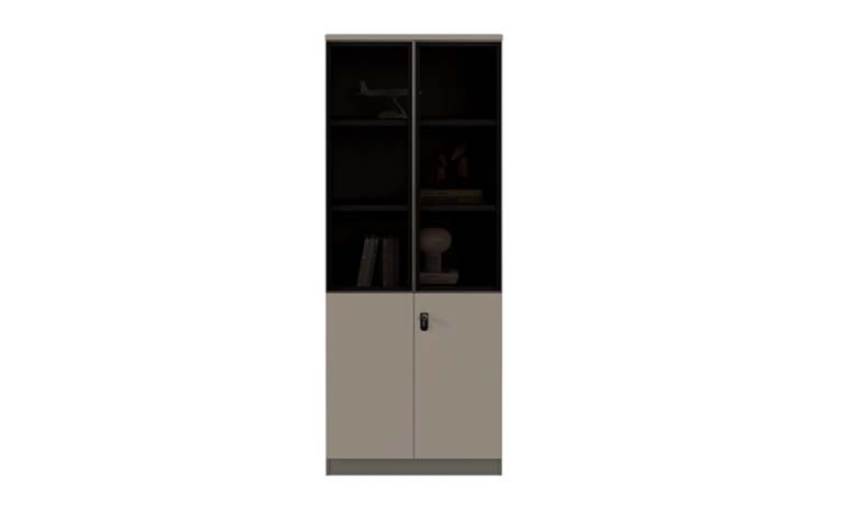 Tall Office Storage Cabinet with Upper Glass Doors and Lower Lockable Doors TC-G2L2-8004001800