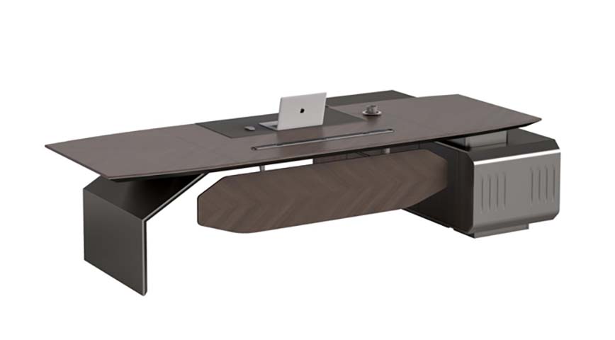 Contemporary L-Shaped Executive Desk with Integrated Storage and Cable Management ED-L2400-DG-01