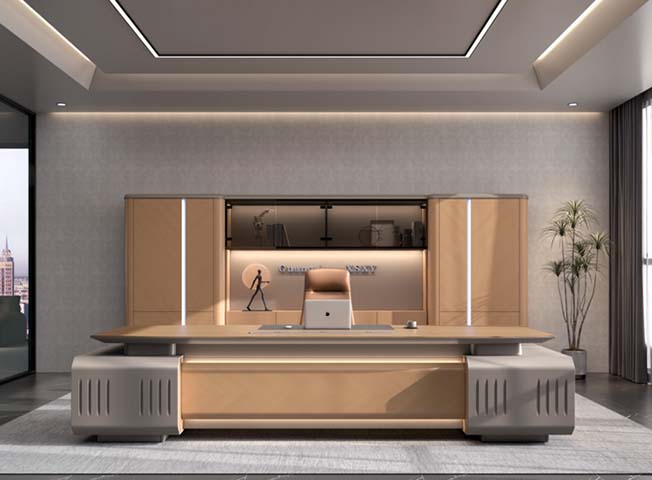 Executive Office Desk with Integrated Storage Credenza EXD-LED-3200