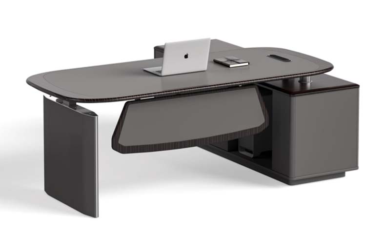 L-Shaped Executive Office Desk with Right Return Cabinet ED-L2400-RC-GRY